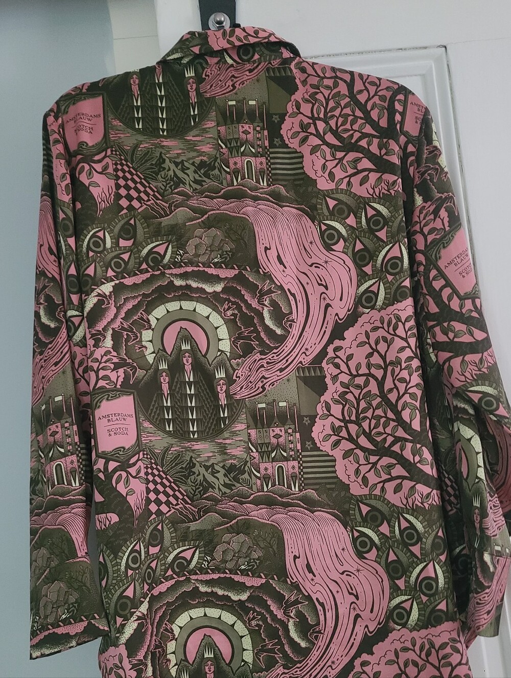 Scotch & Soda Olive and Pink Flowy Printed Shirt